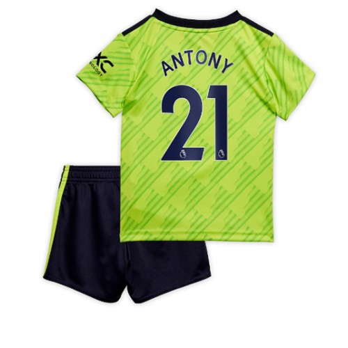 Fotbalové Dres Manchester United Antony #21 Dětské Alternativní 2022-23 Krátký Rukáv (+ trenýrky)